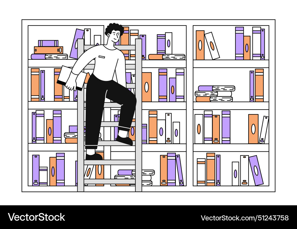 Man in library simple Man in library simple vector image