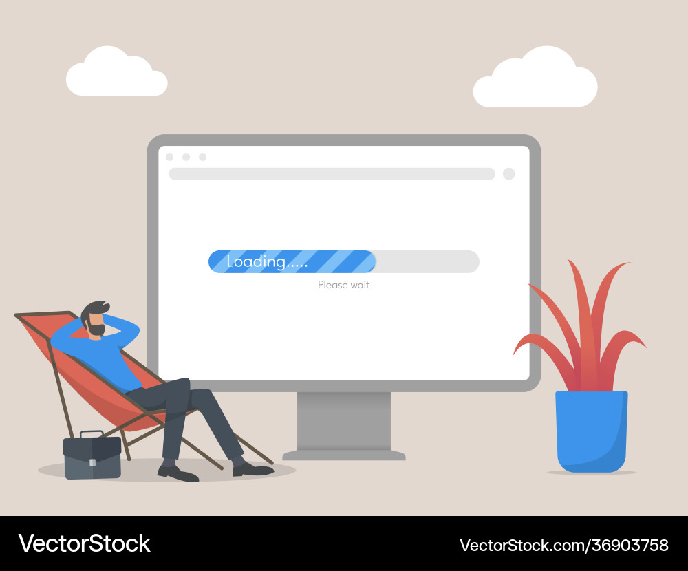 Man waiting web loading concept Man waiting web loading concept vector image