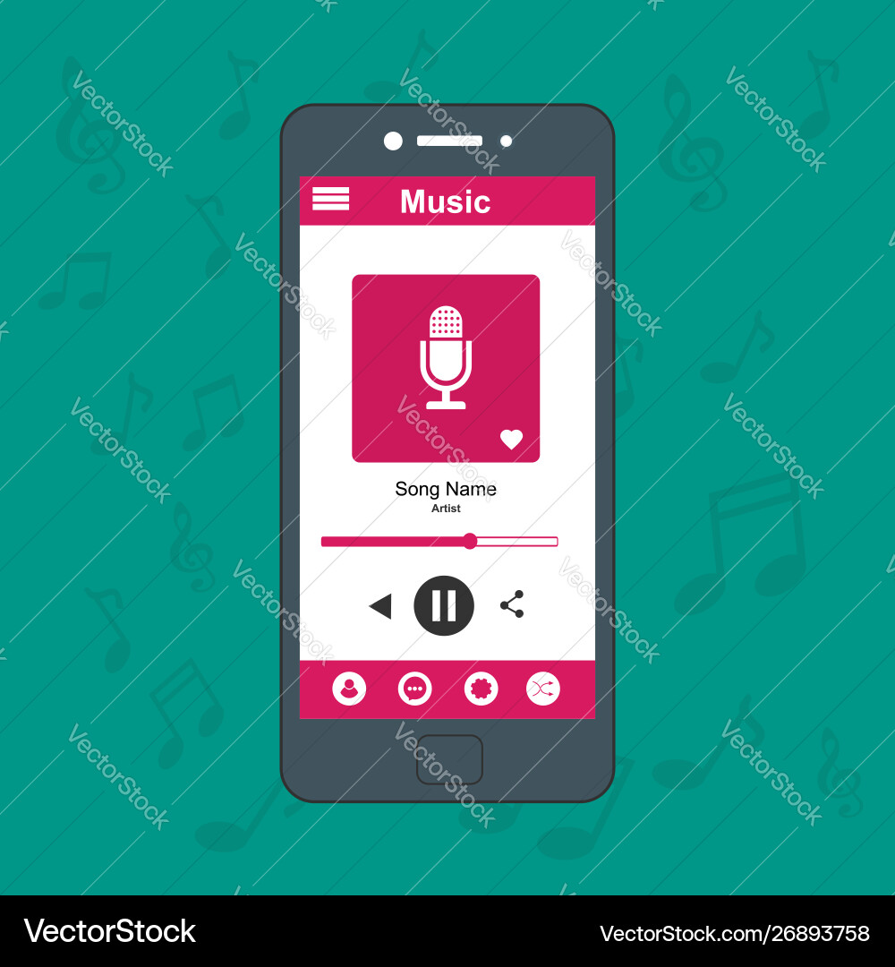 Media player application app template with flat Media player application app template with flat vector image