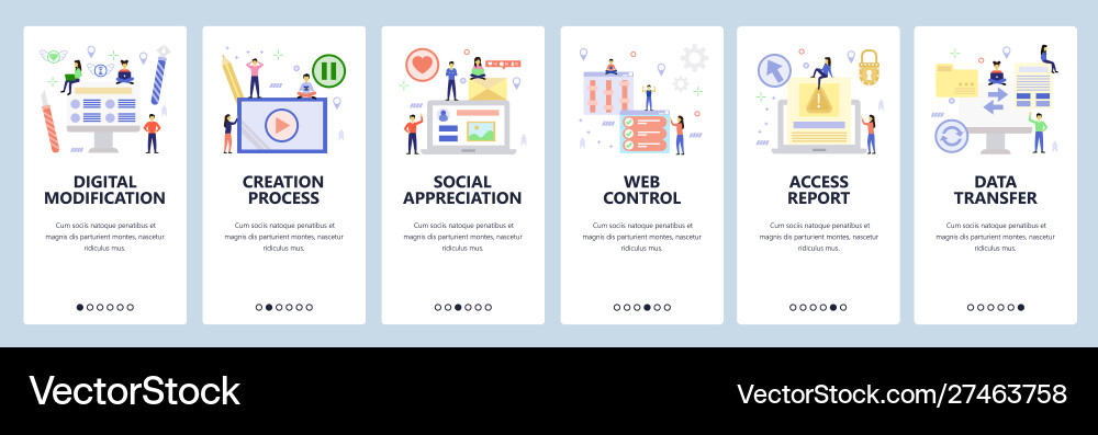 Mobile app onboarding screens computer technology Mobile app onboarding screens computer technology vector image