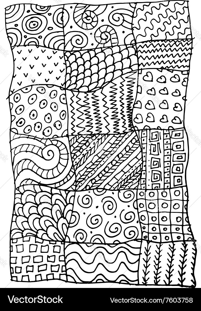 Patchwork carpet sketch for your design vector image