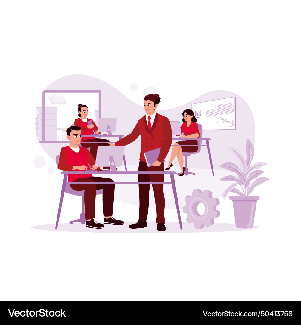 Programmer develops website design in a software Programmer develops website design in a software vector image