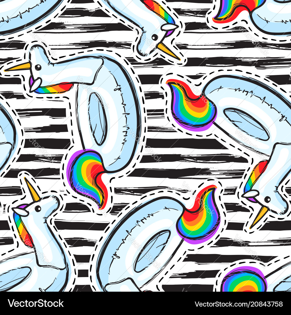 Rainbow Unicorn Inflatable Pattern Vector Image