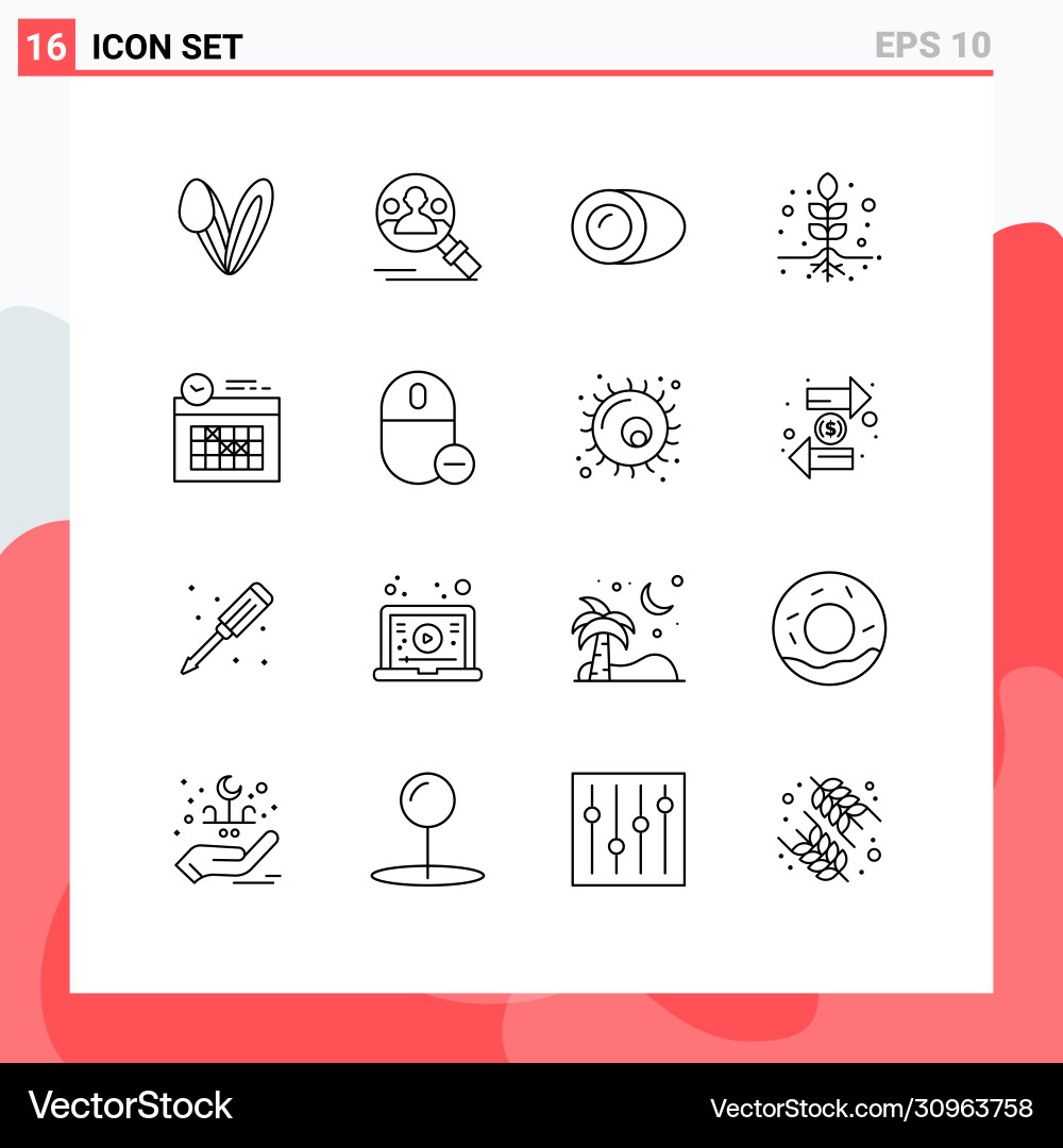 Set 16 outlines on grid for clock calendar Vector Image