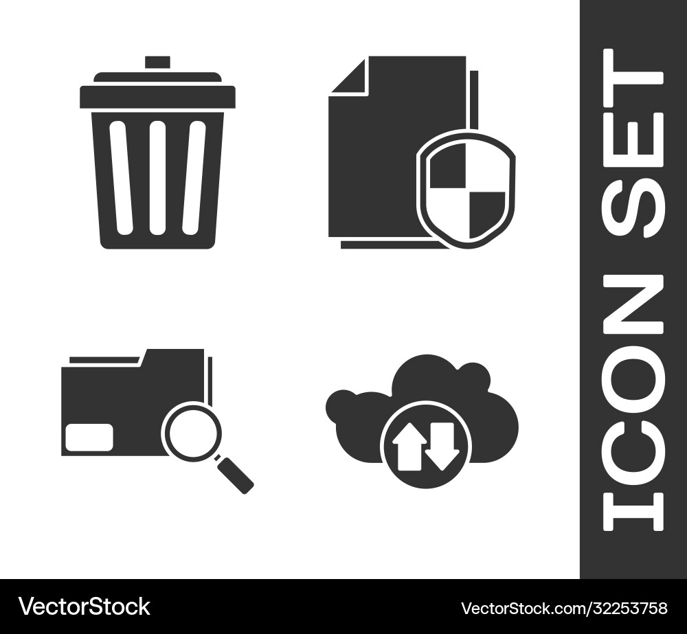 Set cloud download and upload trash can search Set cloud download and upload trash can search vector image