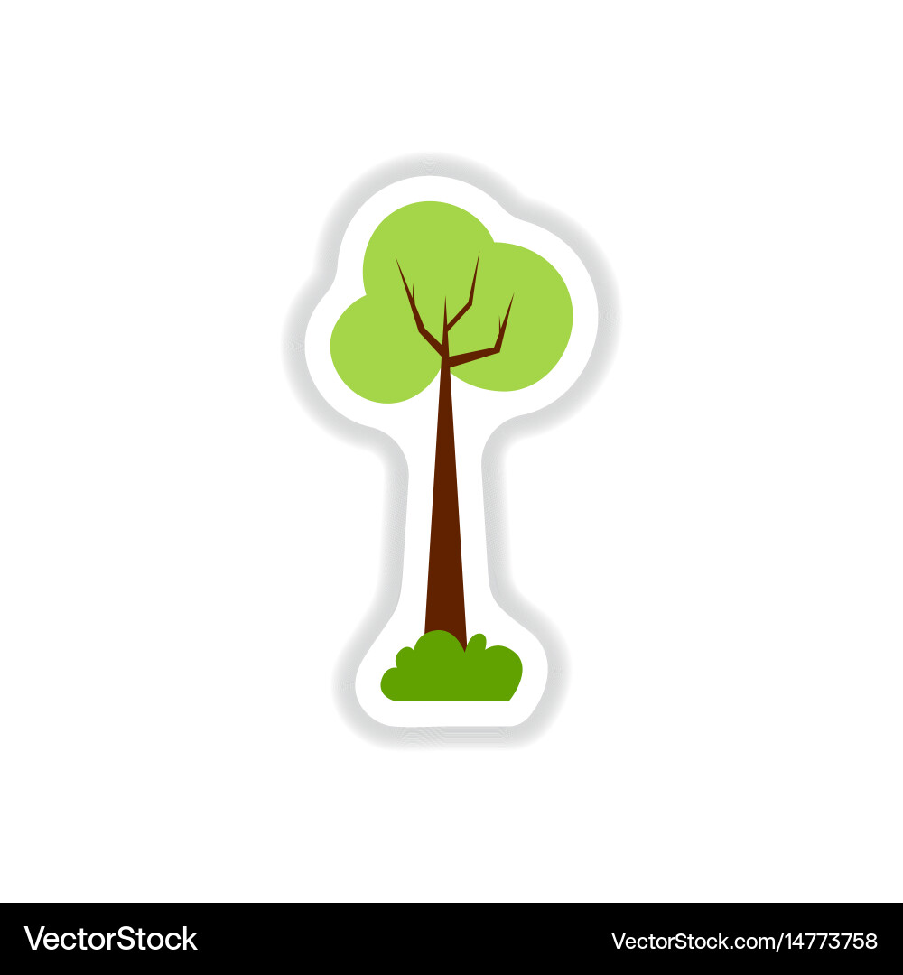 Set of labels with shadow tree icon vector image