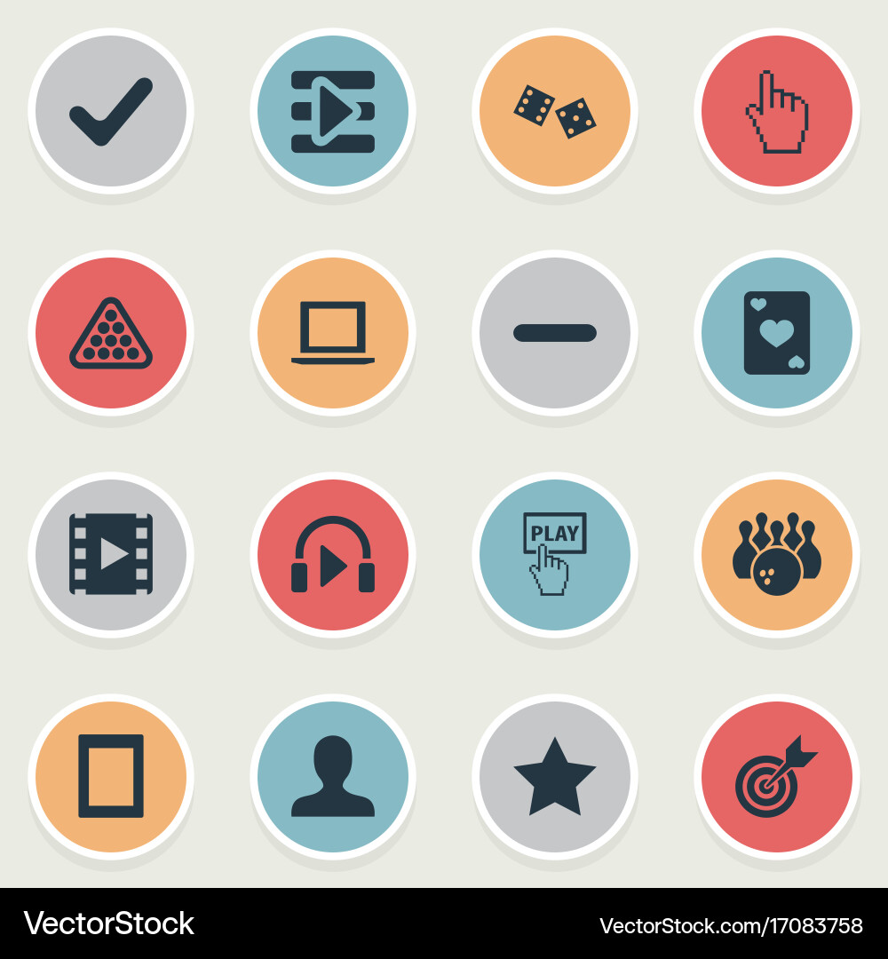 Set of simple game icons vector image
