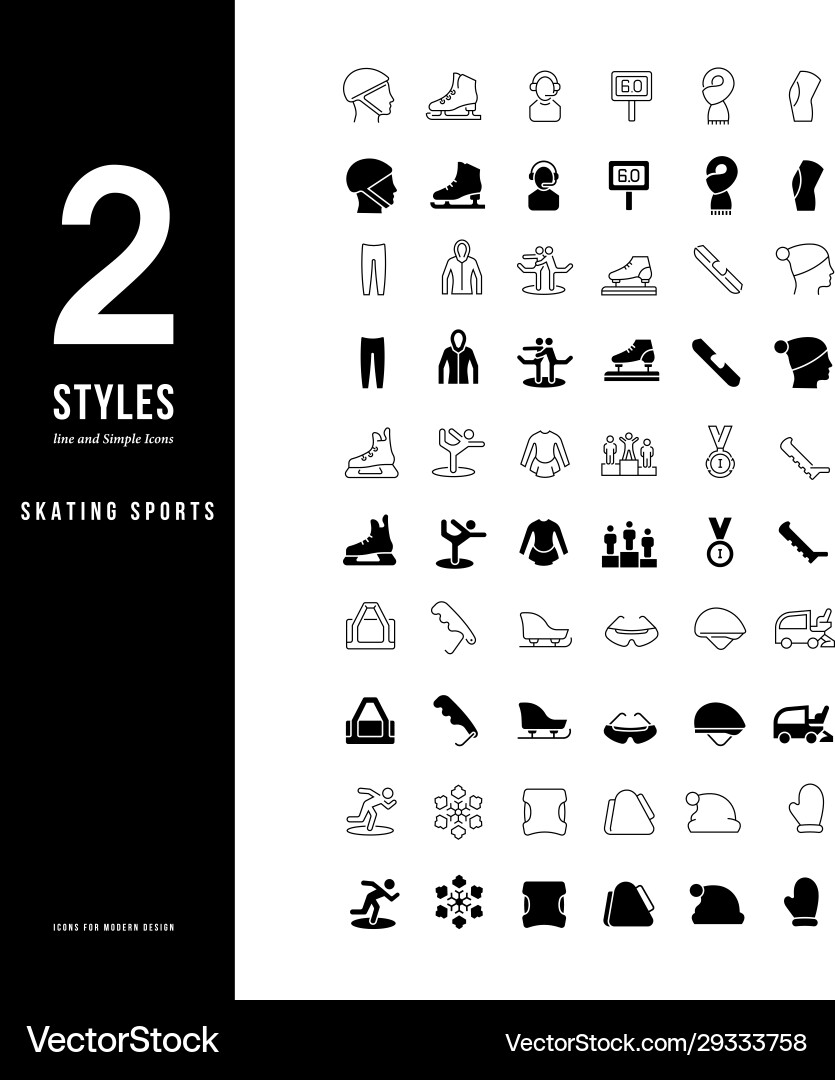 Skating Icons - Linear Style vector image
