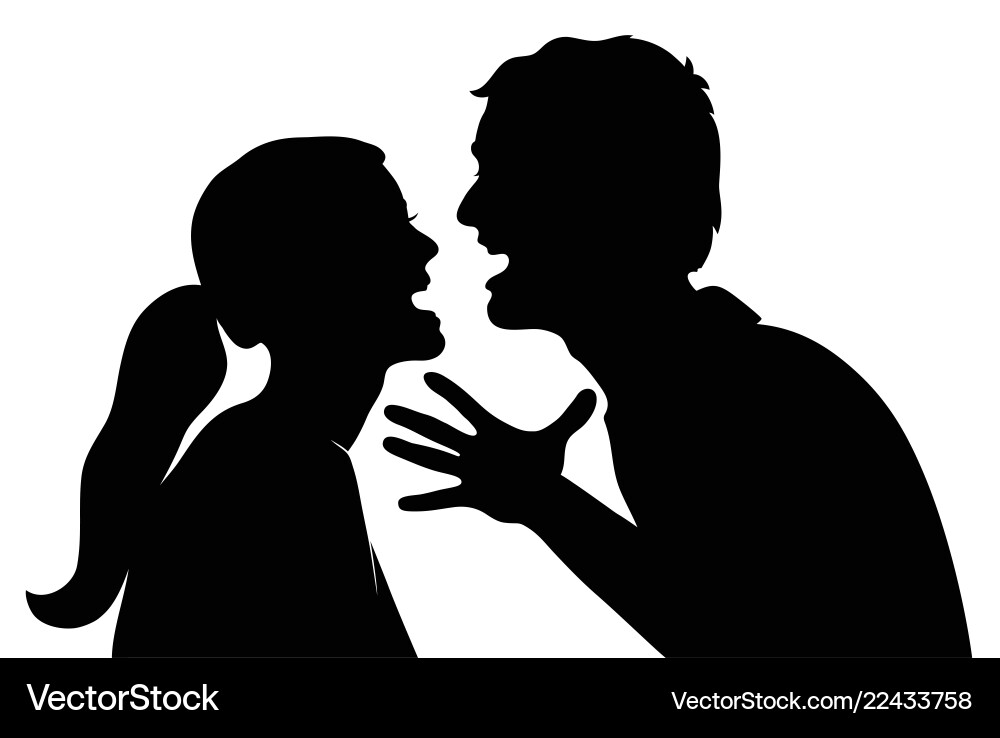 Swearing couple silhouette on a white background Swearing couple silhouette on a white background vector image