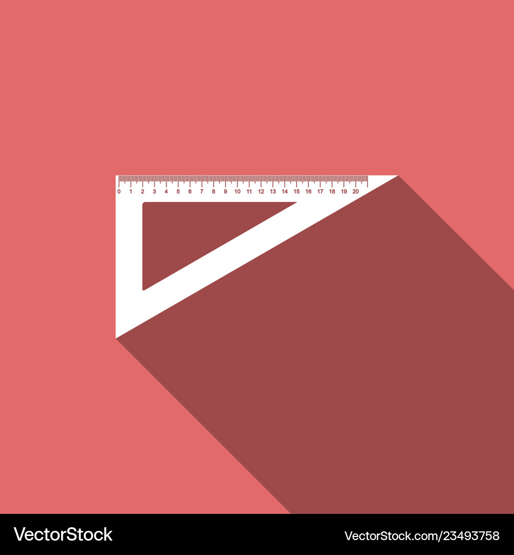 Triangular ruler icon isolated with long shadow Triangular ruler icon isolated with long shadow vector image