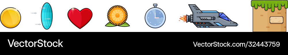 2d platform objects elements bonuses in 8-bit 2d platform objects elements bonuses in 8-bit vector image
