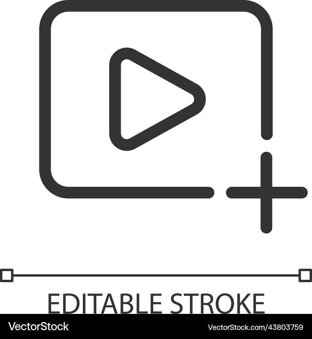 Add video file pixel perfect linear ui icon Add video file pixel perfect linear ui icon vector image