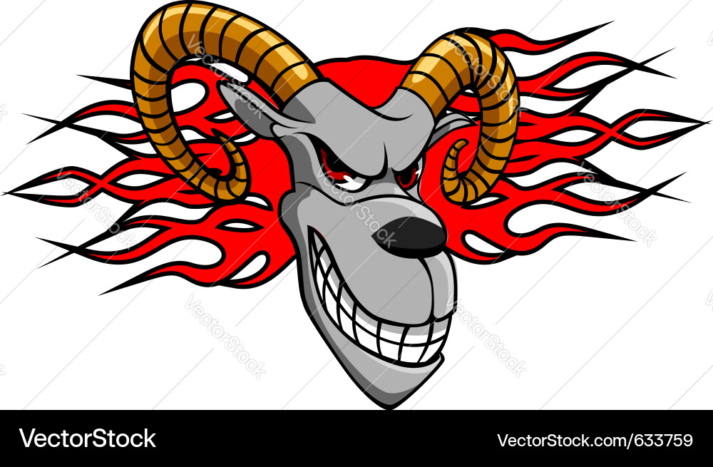 Angry Goat with Fire Horns Vector Image