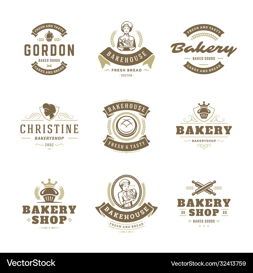 Bakery logos and badges design templates set Bakery logos and badges design templates set vector image