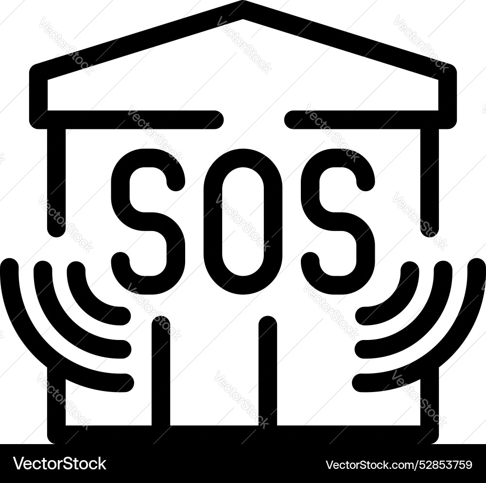 Building sending sos signal with radio waves icon Vector Image