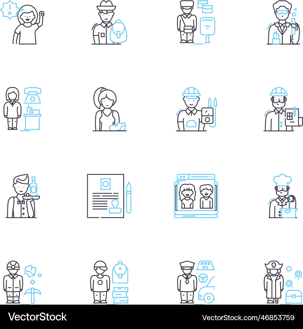 Coalitions linear icons set unity synergy Coalitions linear icons set unity synergy vector image