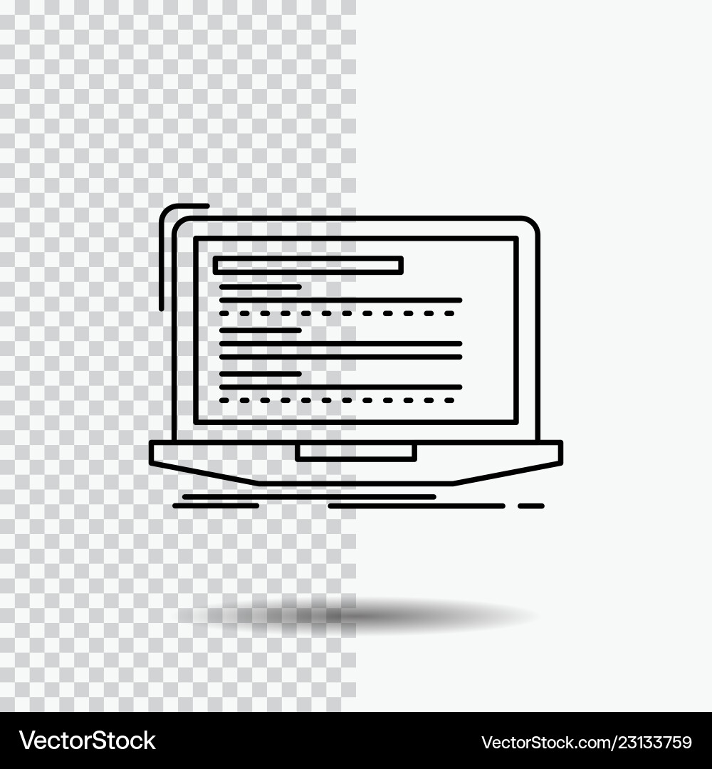 Code coding computer monoblock laptop line icon Code coding computer monoblock laptop line icon vector image