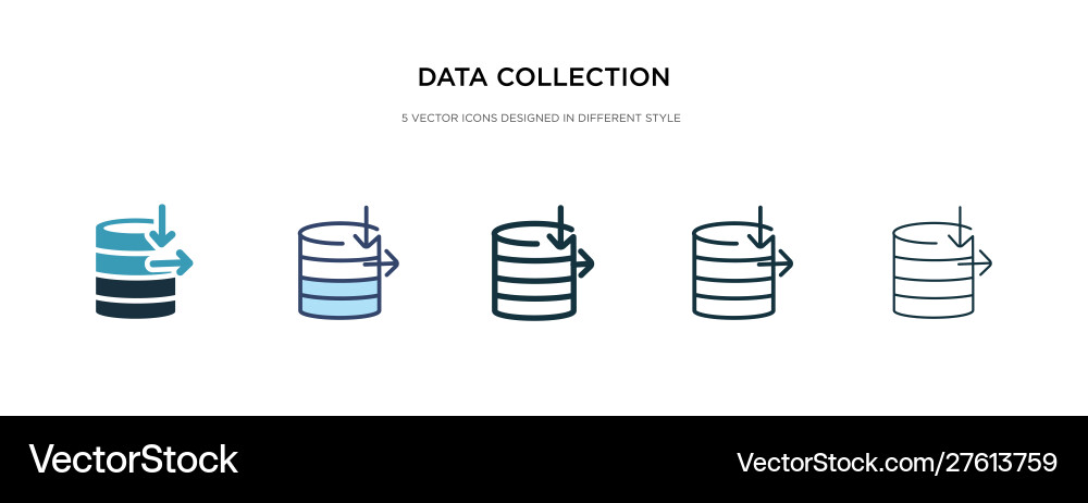 Data collection icon in different style two Vector Image