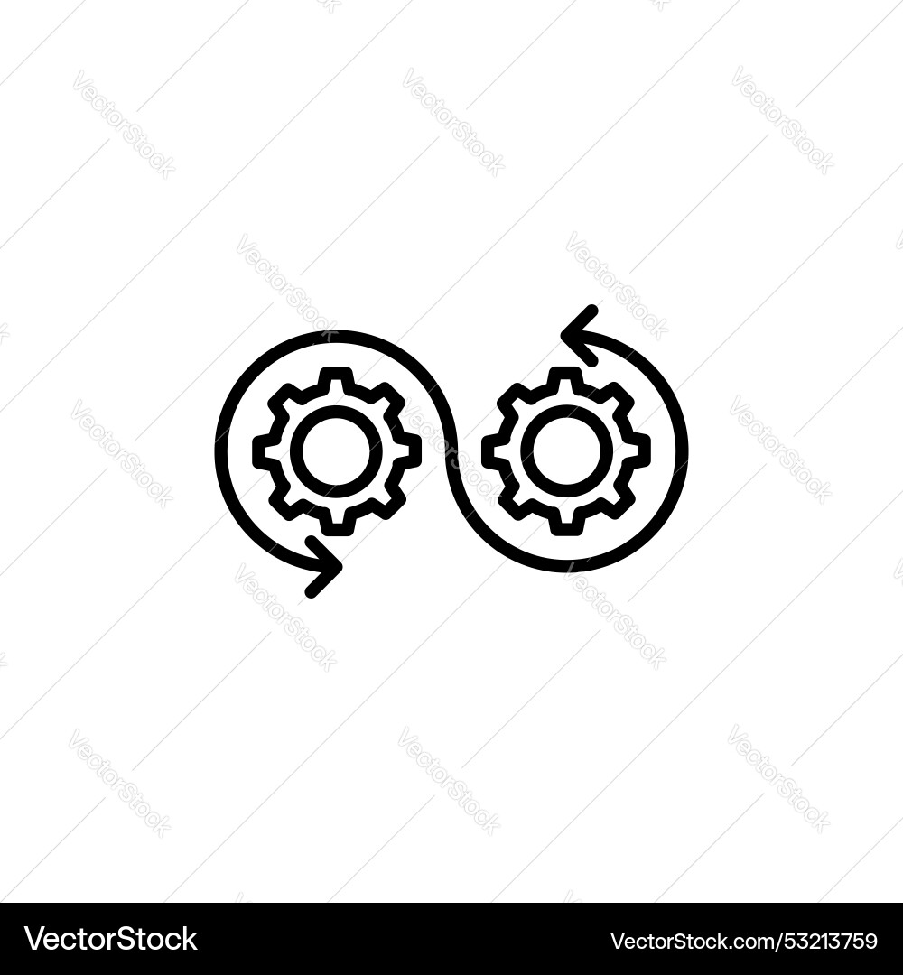 DevOps Line Icon - Cycle & Arrows vector image