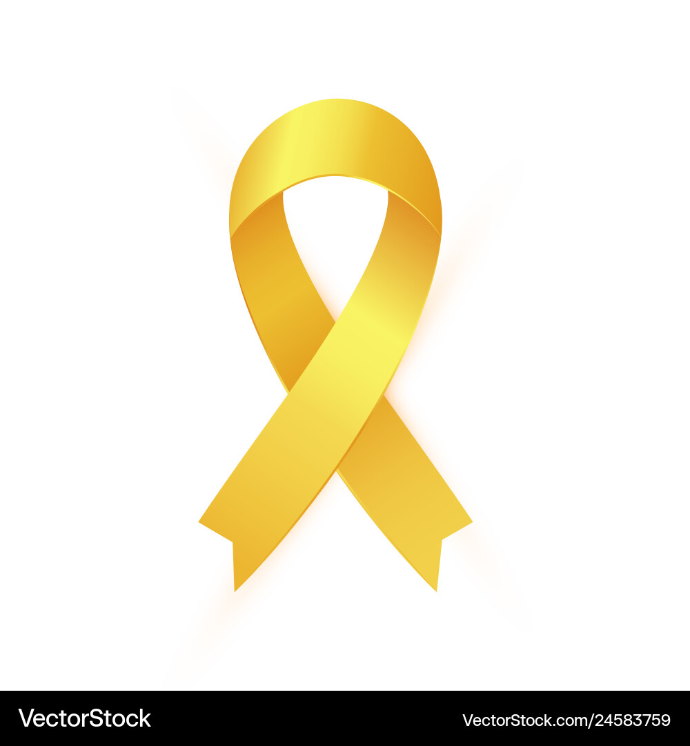 Golden Ribbon for Childhood Cancer Awareness Vector Image