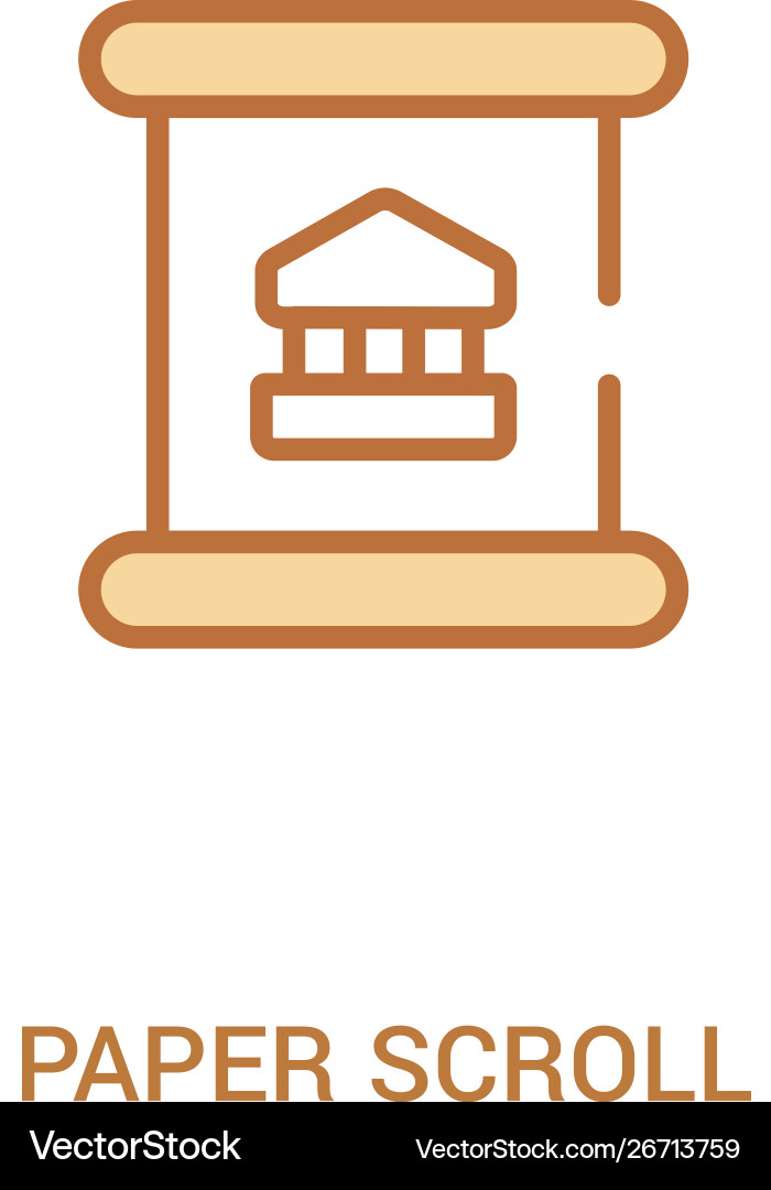 Paper scroll concept 2 colored icon simple line Paper scroll concept 2 colored icon simple line Vector Image