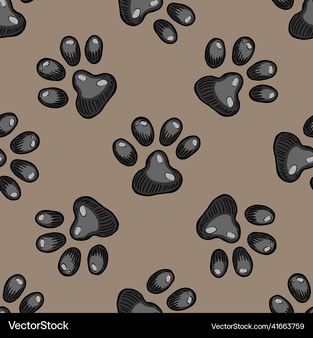 Pet paw seamless pattern for print or web design Pet paw seamless pattern for print or web design vector image