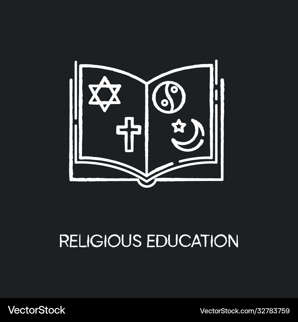 Religiöse Bildung Kreide weiße Ikone auf schwarz Religiöse Bildung Kreide weiße Ikone auf schwarz vektorbild