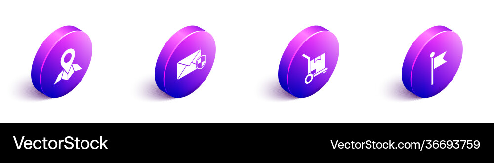 Set isometric placeholder on map paper envelope Vector Image