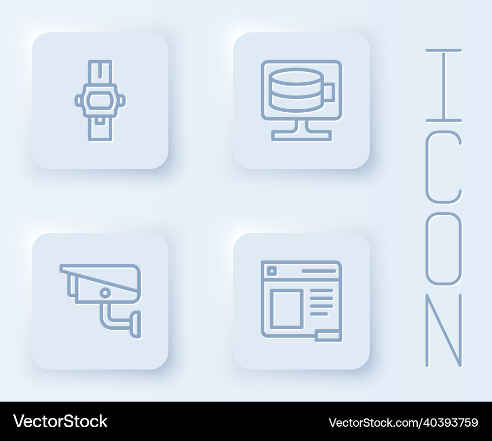 Set line wrist watch cloud database security Set line wrist watch cloud database security vector image