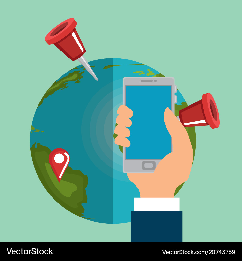 Smartphone with gps navigation app Vector Image