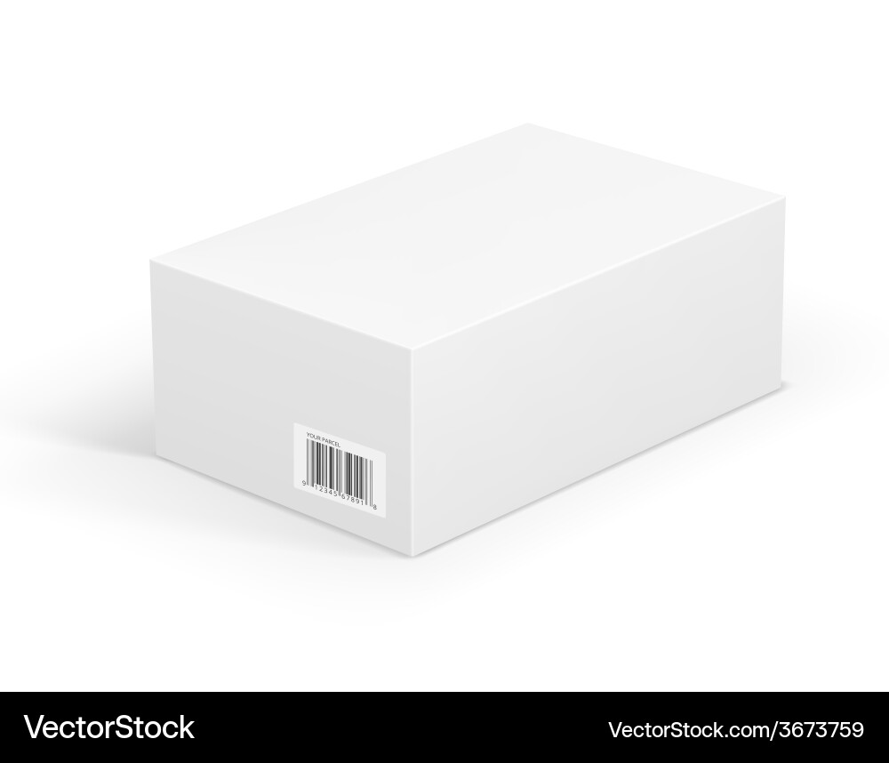 White box with bar code label isolated on vector image