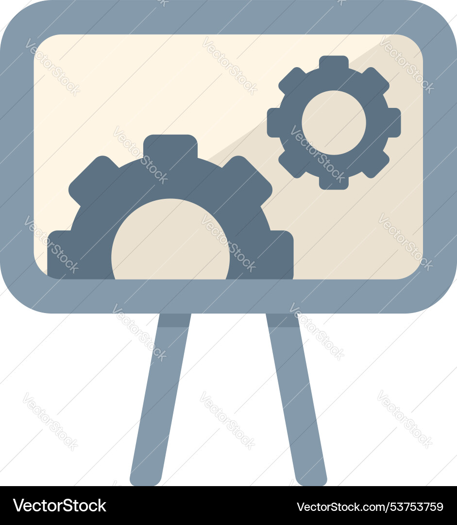Whiteboard showing gears representing project Whiteboard showing gears representing project vector image