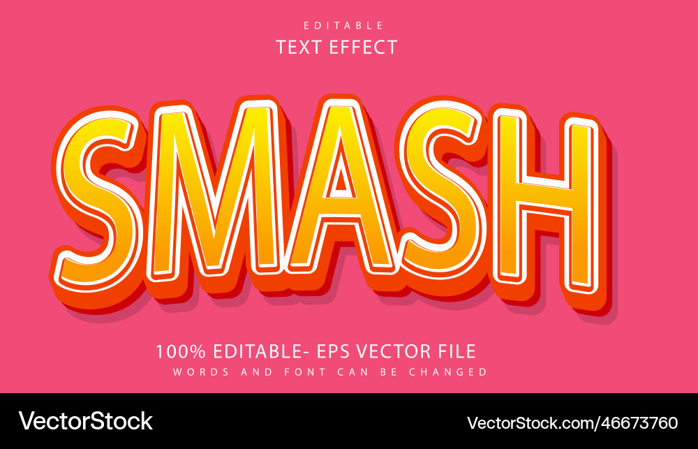 3d minimal gradient word smash editable text 3d minimal gradient word smash editable text vector image