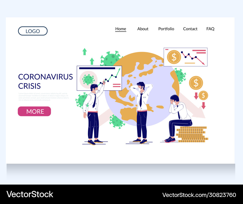 Coronavirus crisis website landing page Coronavirus crisis website landing page vector image