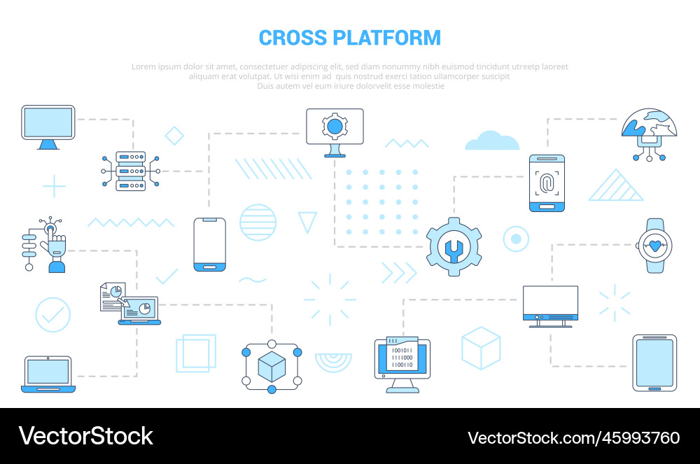 Cross platform concept with icon set template Cross platform concept with icon set template vector image