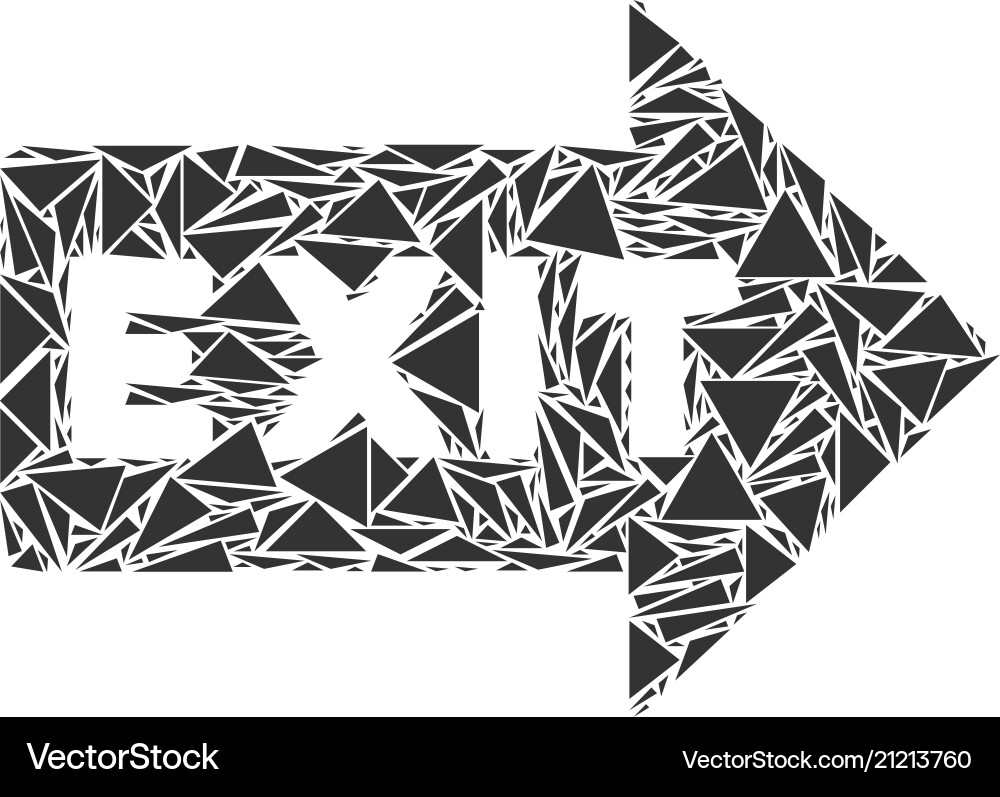 Exit arrow mosaic of triangles Exit arrow mosaic of triangles Vector Image