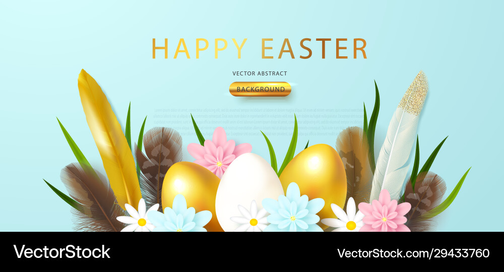 Festive banner with easter eggs feathers Festive banner with easter eggs feathers vector image
