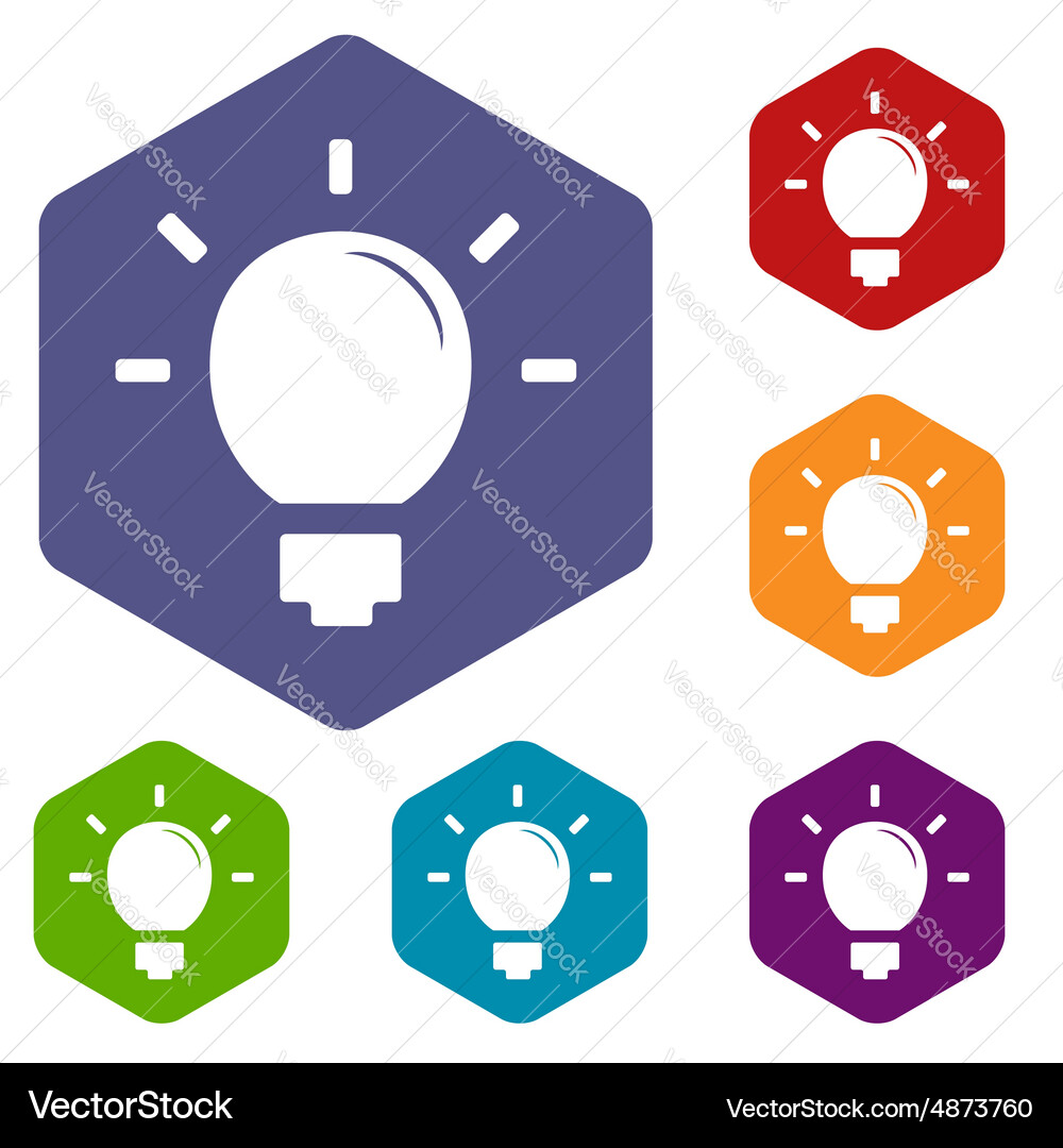 Lightbulb hexagon icon set Vector Image