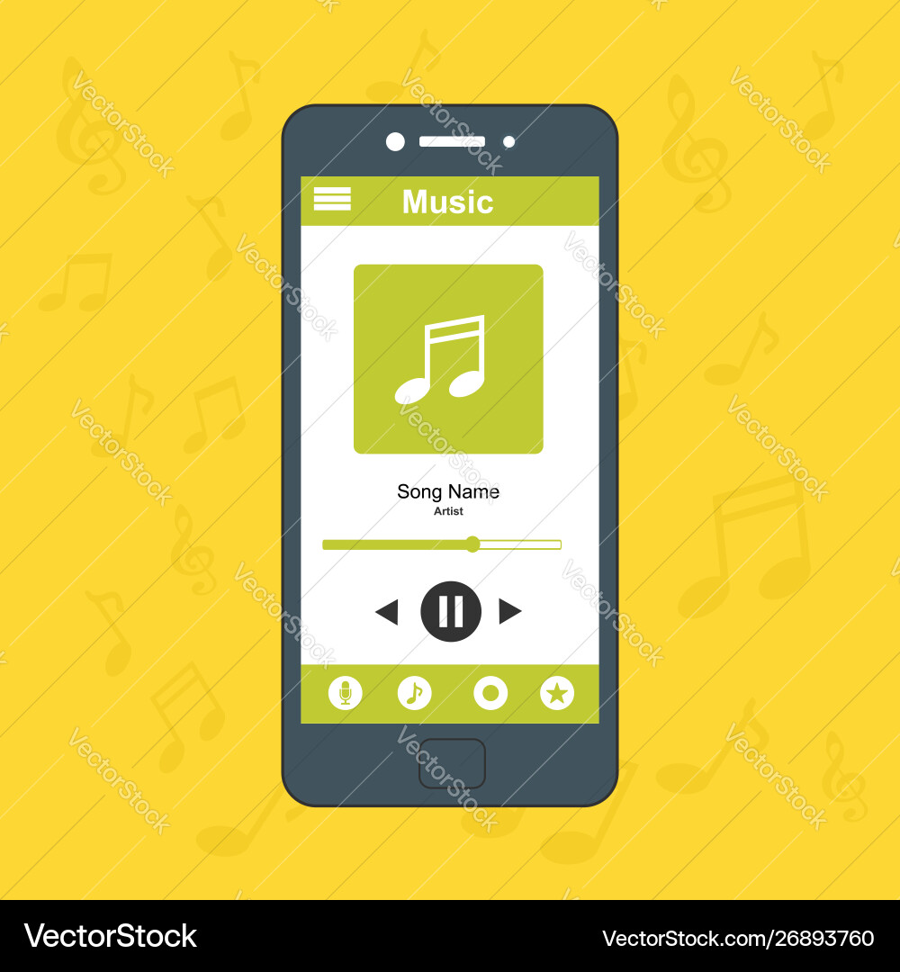 Media player application app template with flat Media player application app template with flat Vector Image