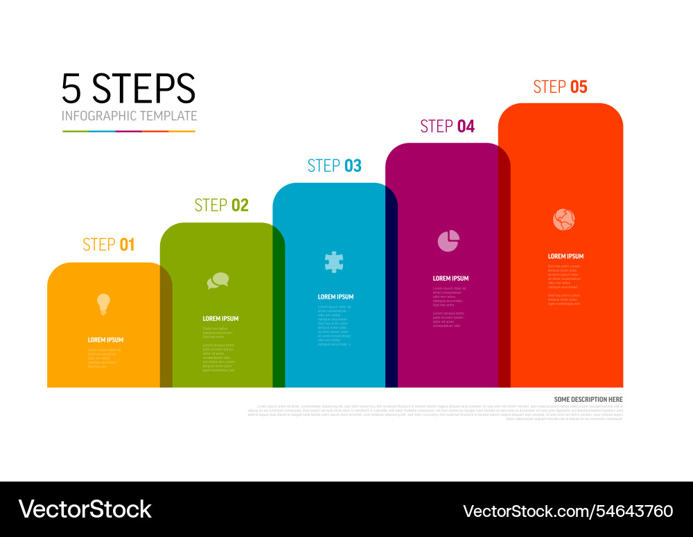 Rainbow Step Progress Blocks vector image