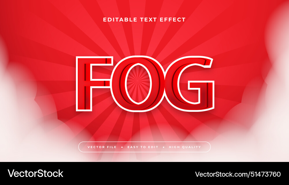 Red and white fog 3d editable text effect - font Red and white fog 3d editable text effect - font vector image
