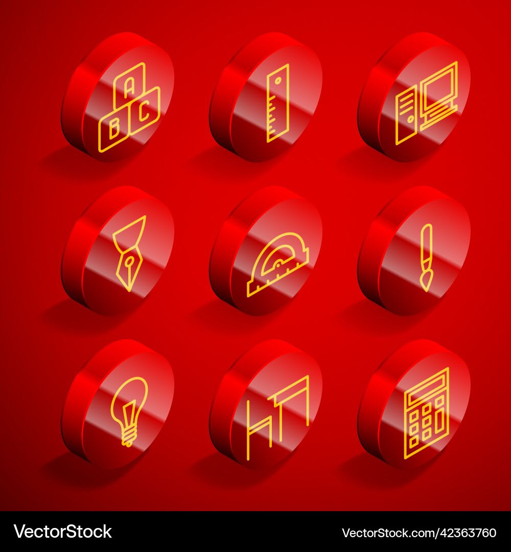 Set line abc blocks ruler computer monitor Set line abc blocks ruler computer monitor vector image