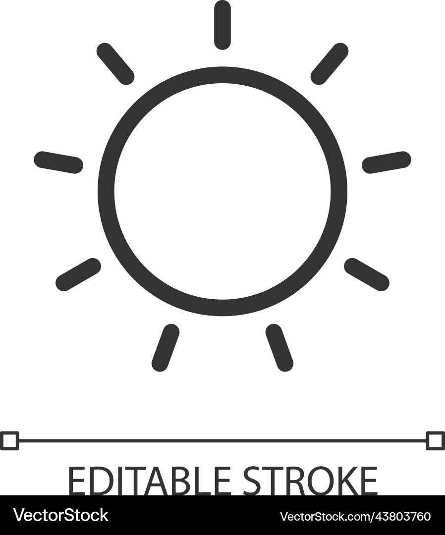 Sun pixel perfect linear ui icon Sun pixel perfect linear ui icon vector image