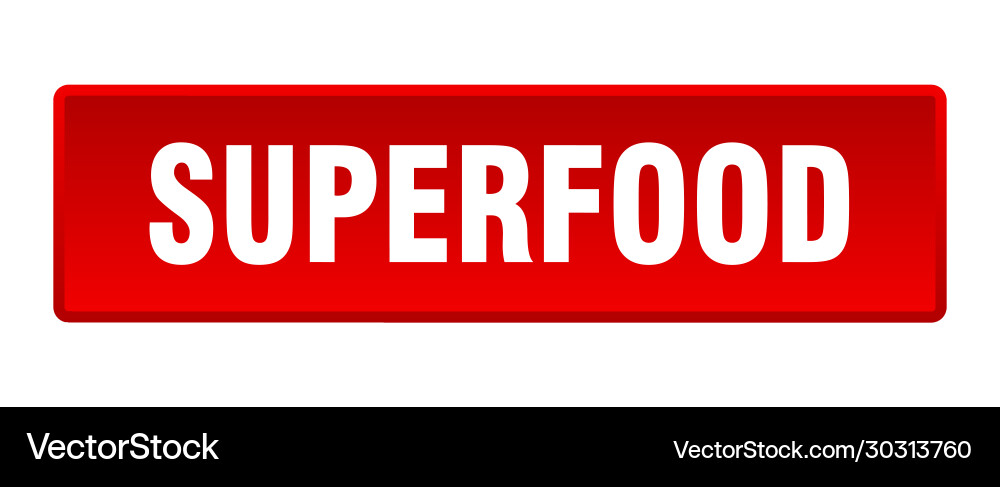 Superfood button square red push Vector Image