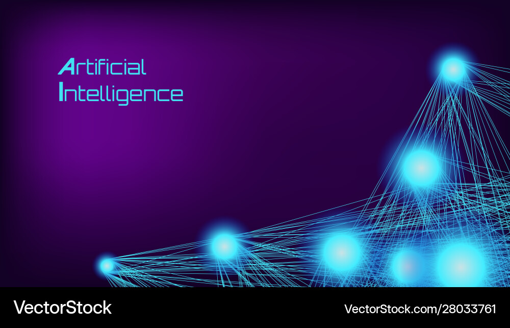 Artificial intelligence background text on purple Artificial intelligence background text on purple vector image