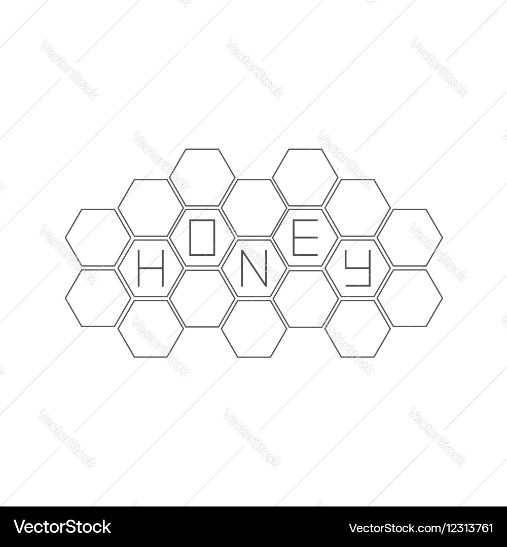 Honeycomb set beehive element honey text icon Vector Image