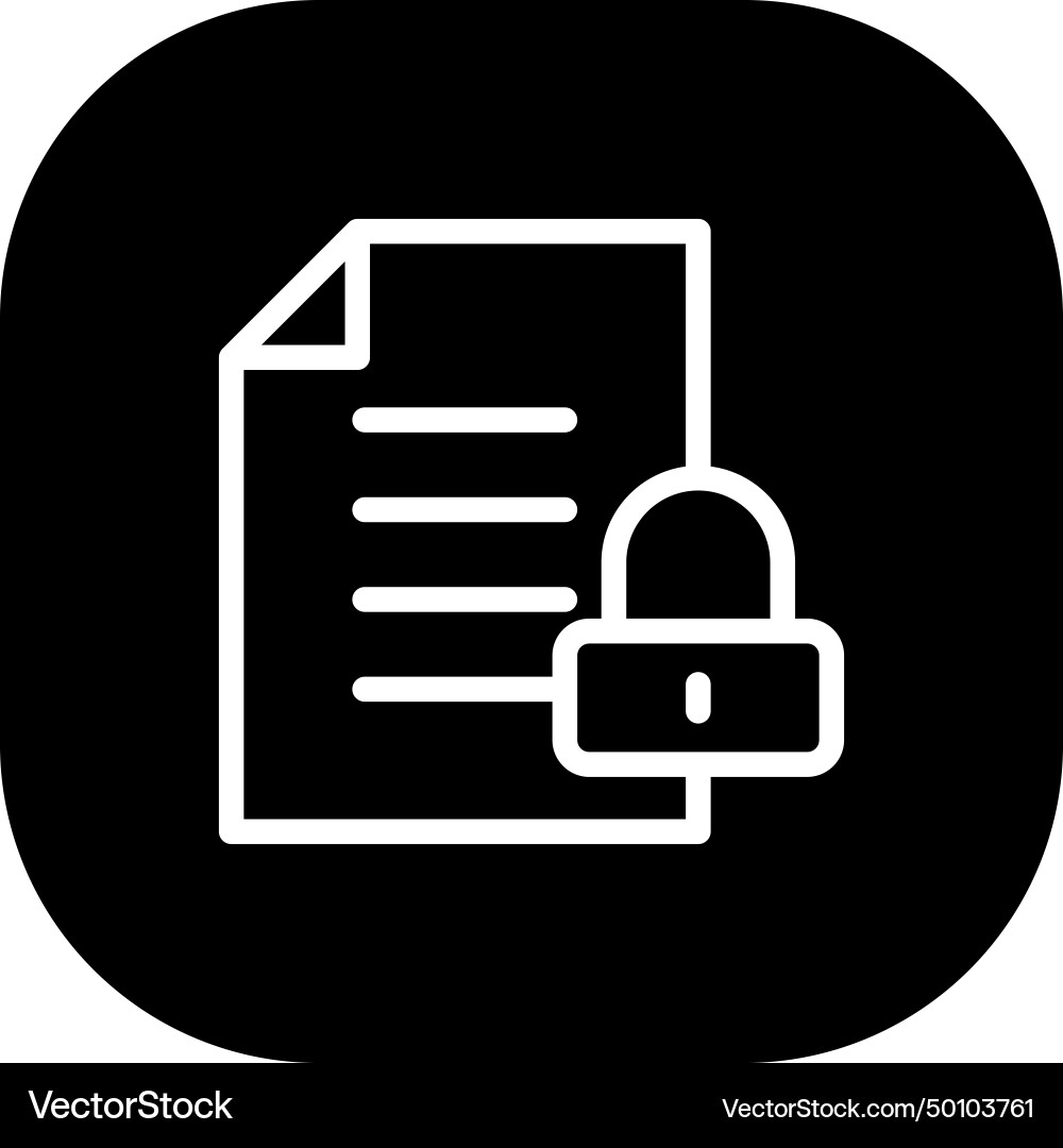 Lock document security icon with black Vector Image
