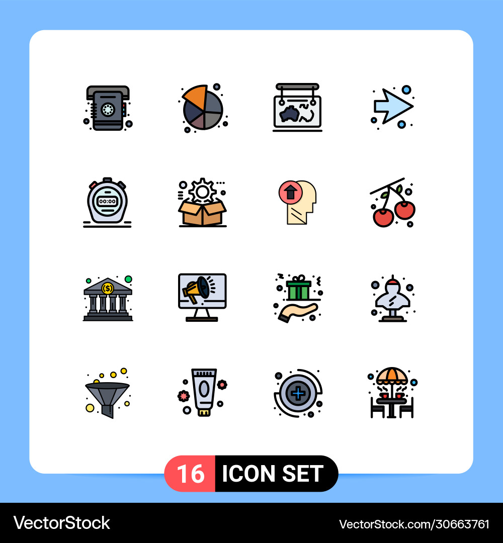Modern set 16 flat color filled lines Vector Image