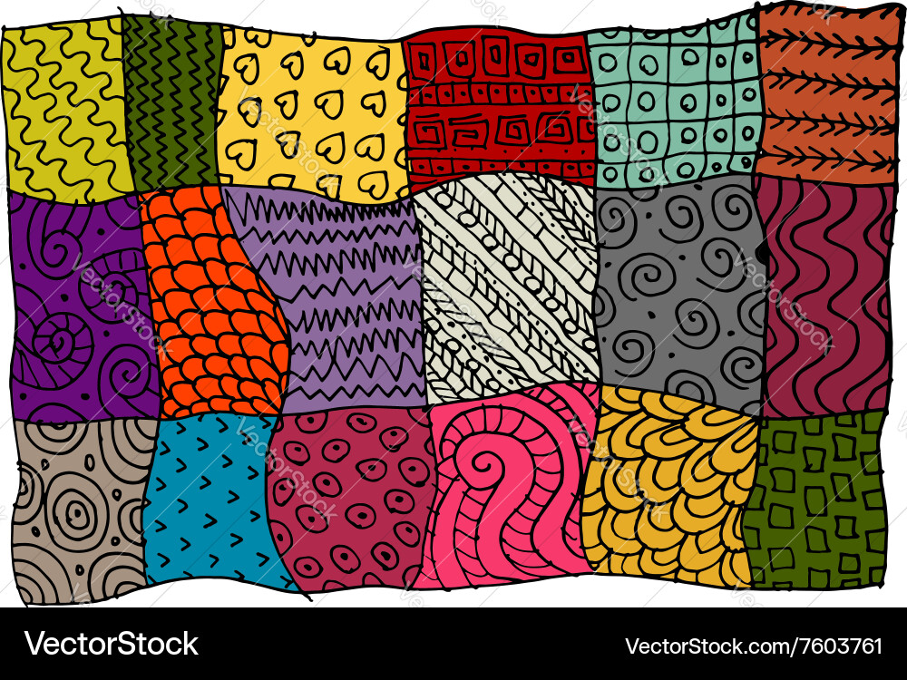 Patchwork carpet sketch for your design vector image