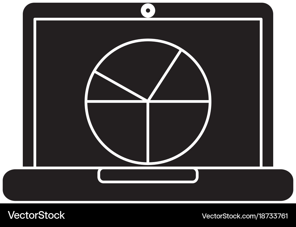 Pie graph chart on laptop screen icon image vector image